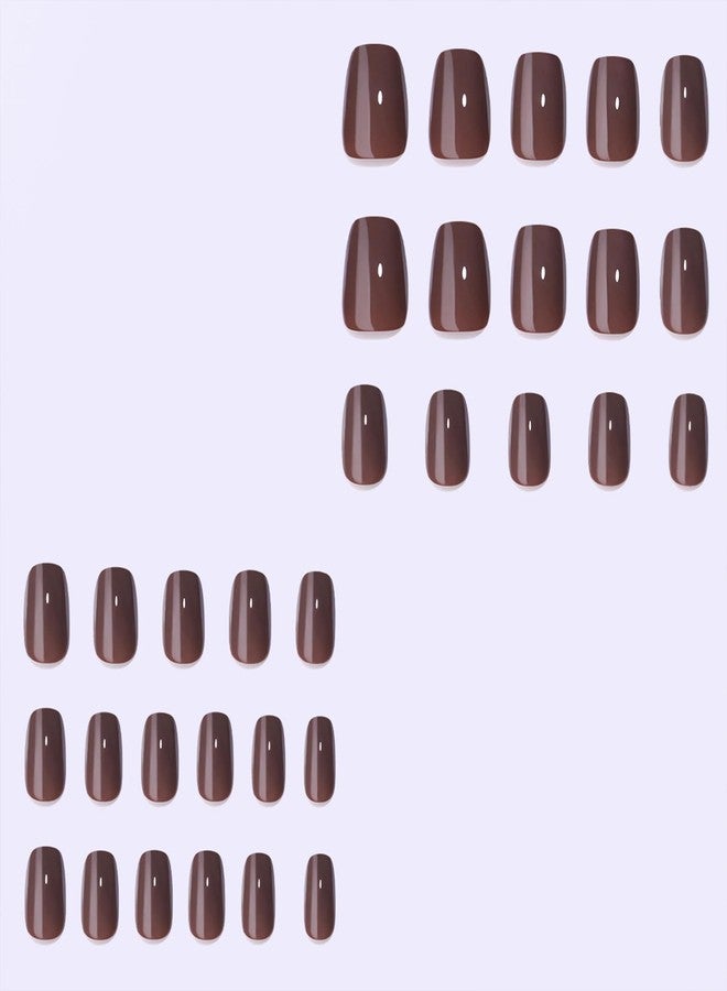 WAFOLOZE brown Press On Nails - Short Square Press On Nails, Glue On Nails Short Fake Nails, Nail Press Ons 16 Sizes - 32Pcs Reusable Soft Gel Artificial False Nails Tips Kit - Image 5